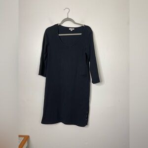 J. Jill Black Perfect Pima Cotton Knit 3/4 Sleeve Dress S Comfortable Minimalist